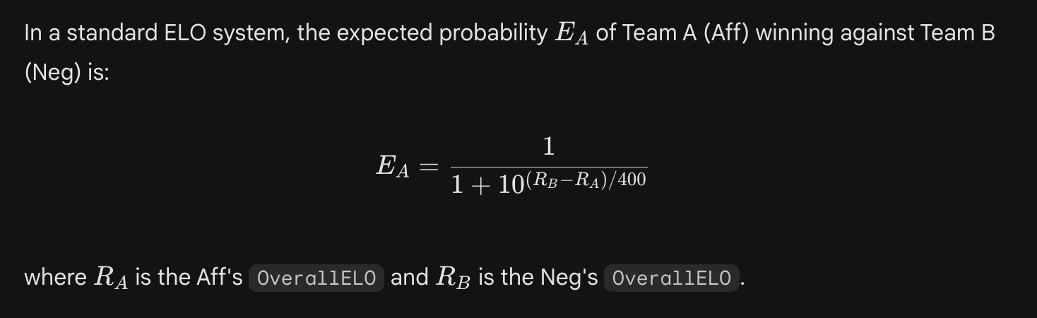 Failed to render: picture of elo win rate calculation